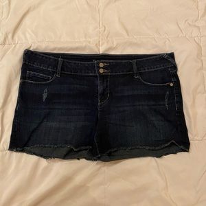 Dark wash denim shorts
